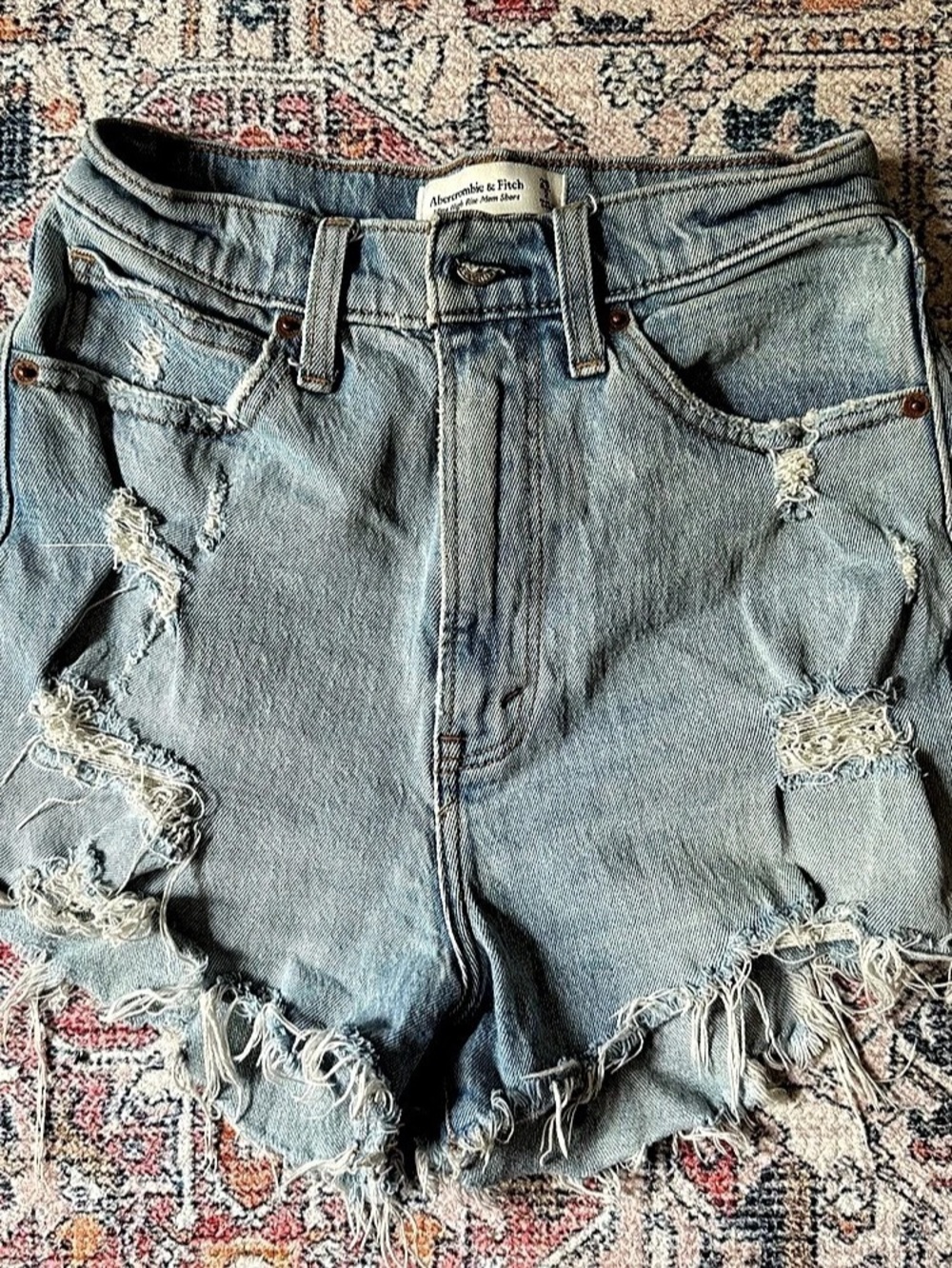 Abercrombie & Fitch Curve Love Ultra High Rise Mom Short Jean Shorts Waist 26